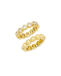 Cubic Zirconia Bezel Rings, Set of 2