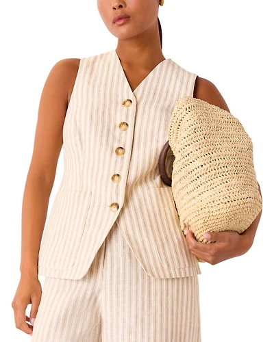 Petite Linen Stripe Vest