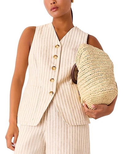 Whistles Petite Linen Stripe Vest