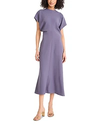 Luxely Short Sleeve Gathered Midi Dress