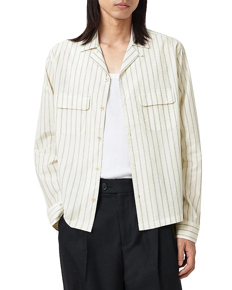 Allsaints Stanley Boxy Fit Long Sleeve Camp Shirt
