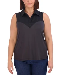 Foxcroft Plus Ricki Mixed Media Top