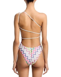 Printed One Shoulder Piece Swimsuit