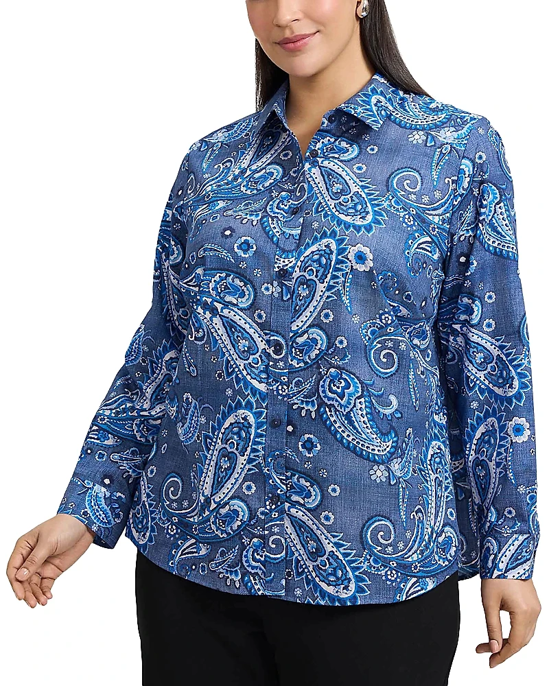 Foxcroft Plus Hampton Paisley Print Shirt