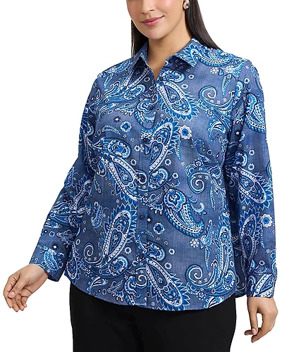 Foxcroft Plus Hampton Paisley Print Shirt
