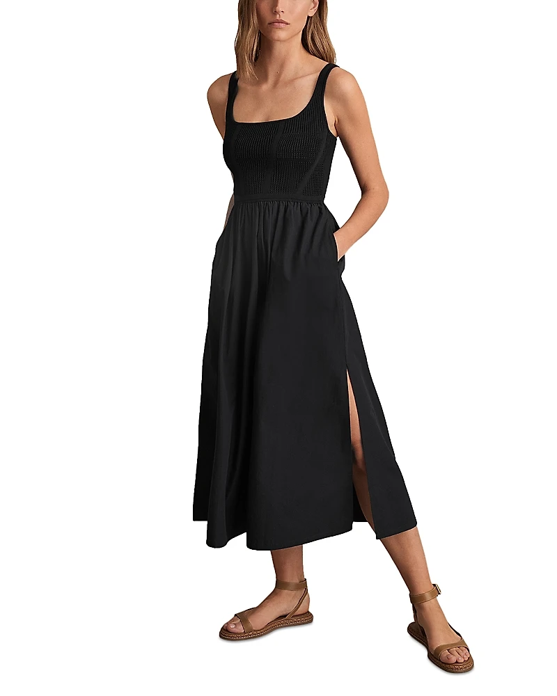 Reiss Kori Mixed Media Midi Dress