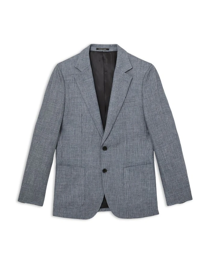 Slim Fit Prince of Wales Check Linen Blazer