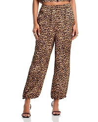 Satin Palm Leaf Jogger Pants