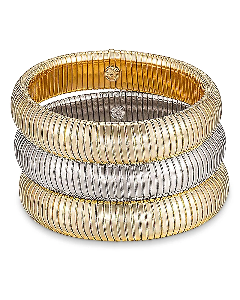 Ettika Flex Snake Chain Stretch Bracelet, Set of 3