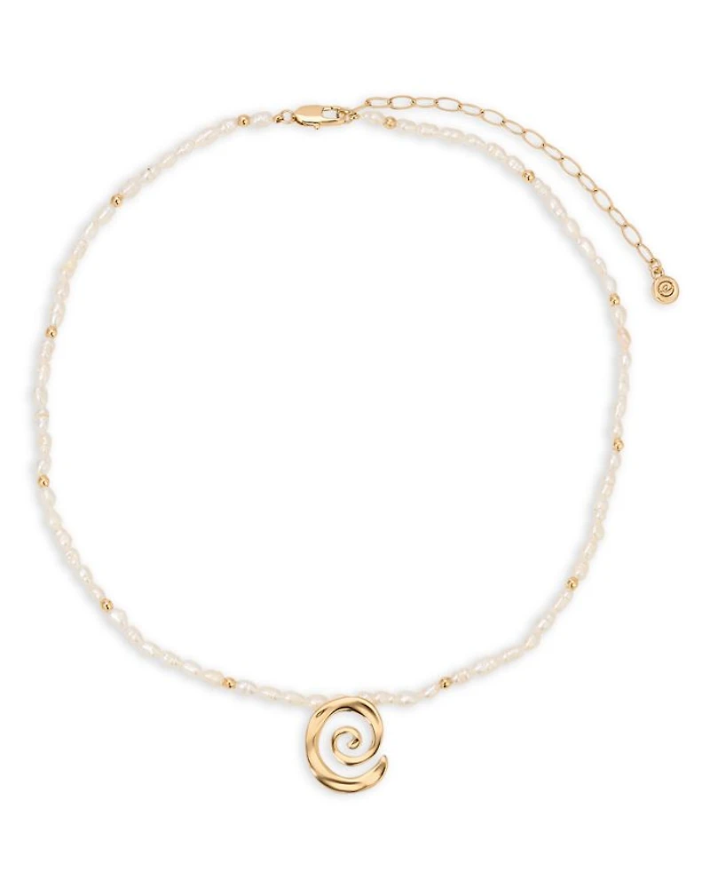 Aura Swirl Cultured Freshwater Pearl Choker Necklace, 16"-19"