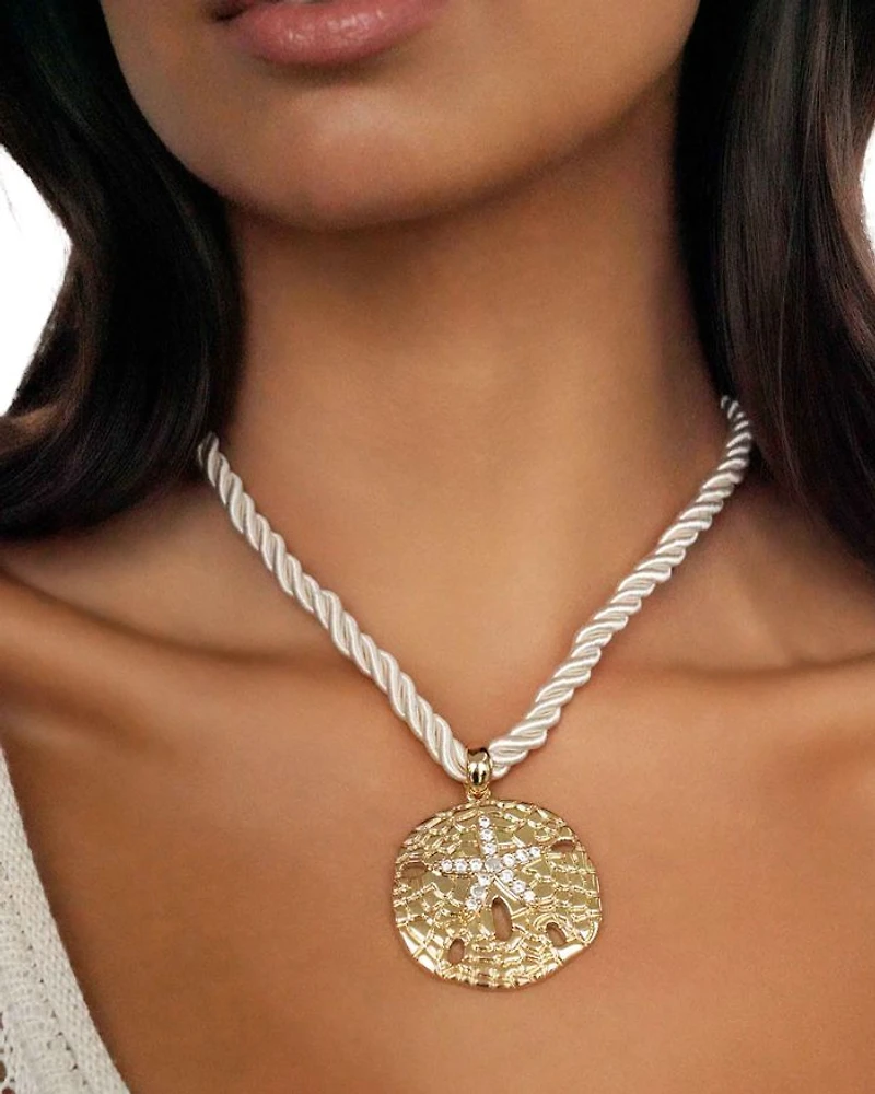 Sand Dollar Pendant Necklace, 32"
