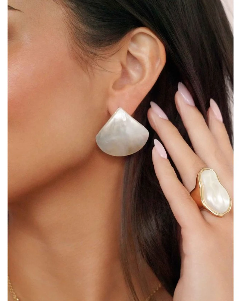 Rising Tide Mother Of Pearl Statement Stud Earrings