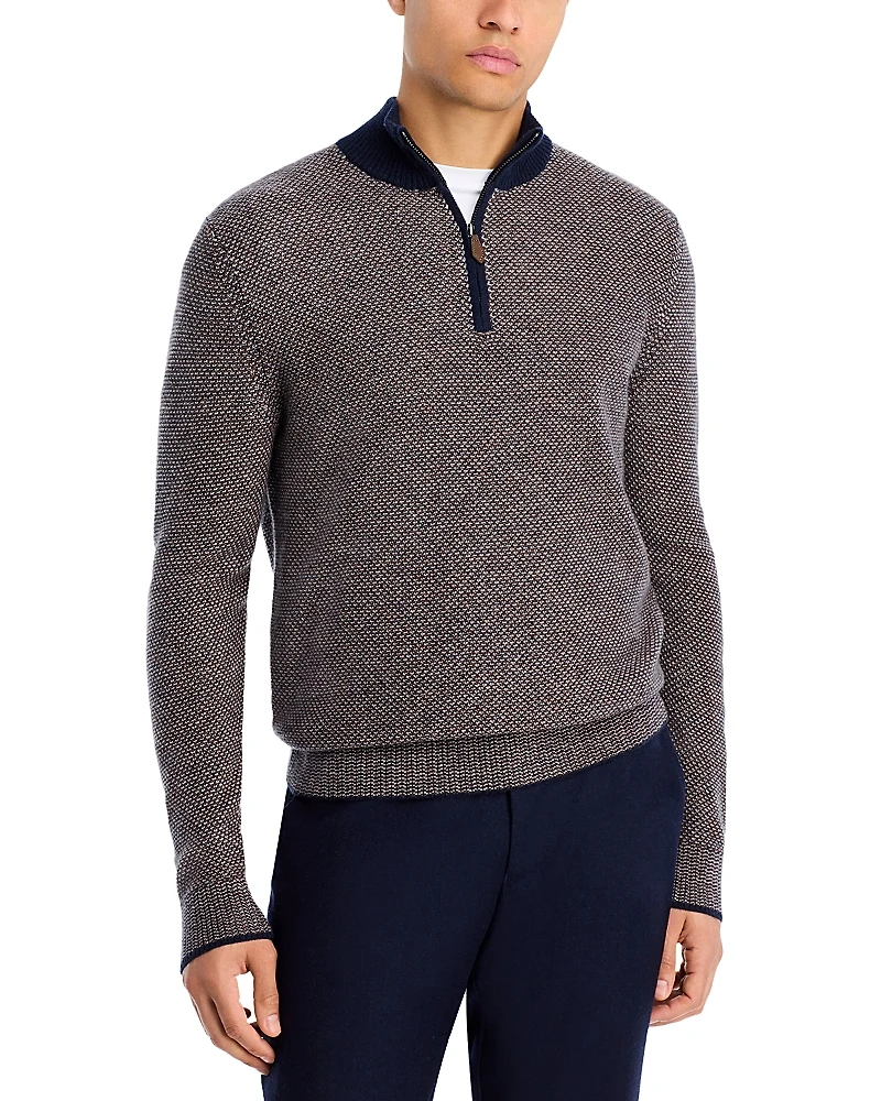 The Men's Store at Bloomingdale's Jacquard Wool & Cashmere Quarter Zip Sweater - Exclusive