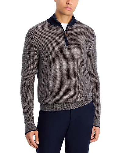 The Men's Store at Bloomingdale's Jacquard Wool & Cashmere Quarter Zip Sweater - Exclusive