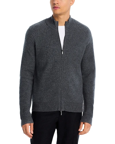 The Men's Store at Bloomingdale's Full Zip Ribbed Wool & Cashmere Sweater - Exclusive