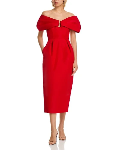Silk Off-the-Shoulder Column Dress