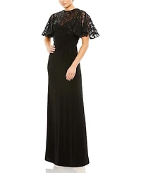 Mac Duggal Embellished Butterfly Sleeve Gown