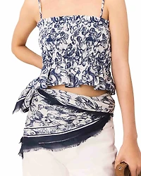 Maje Fruit Printed Smocked Top