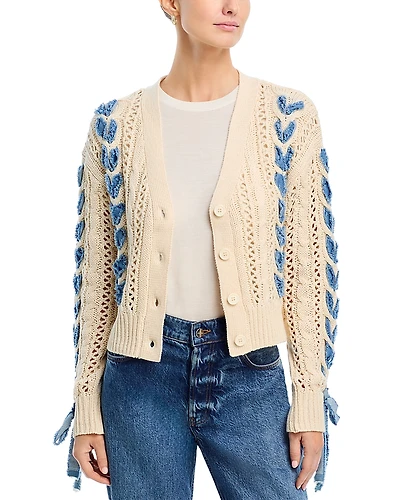 Driftwood Braided Denim Button Front Sweater