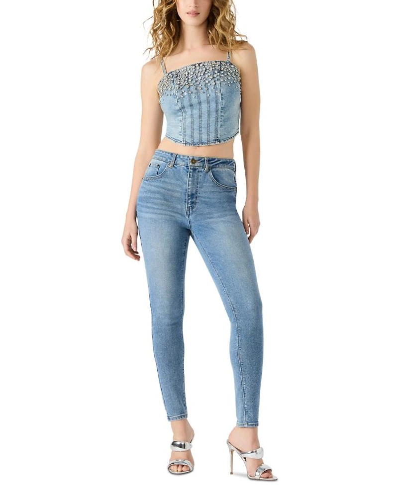 Eras Rhinestone Denim Crop Top