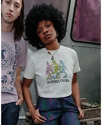Women's Grateful Dead Dancing Skeletons Crop Mock Neck Tee