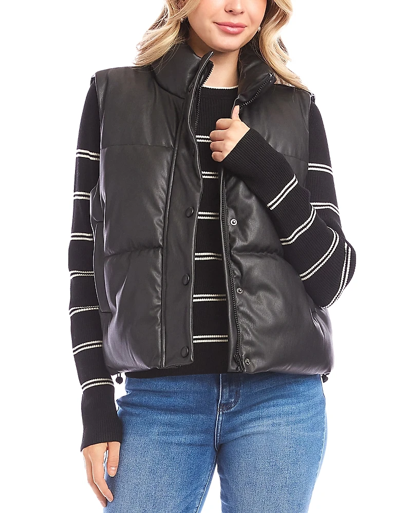 Karen Kane Faux Leather Quilted Puffer Vest