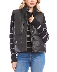 Karen Kane Faux Leather Quilted Puffer Vest