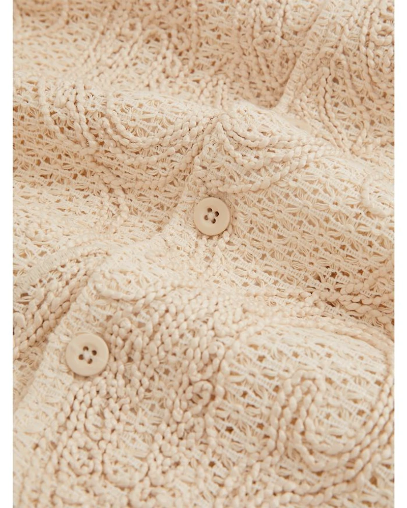Finn Embroidered Crochet Camp Sweater