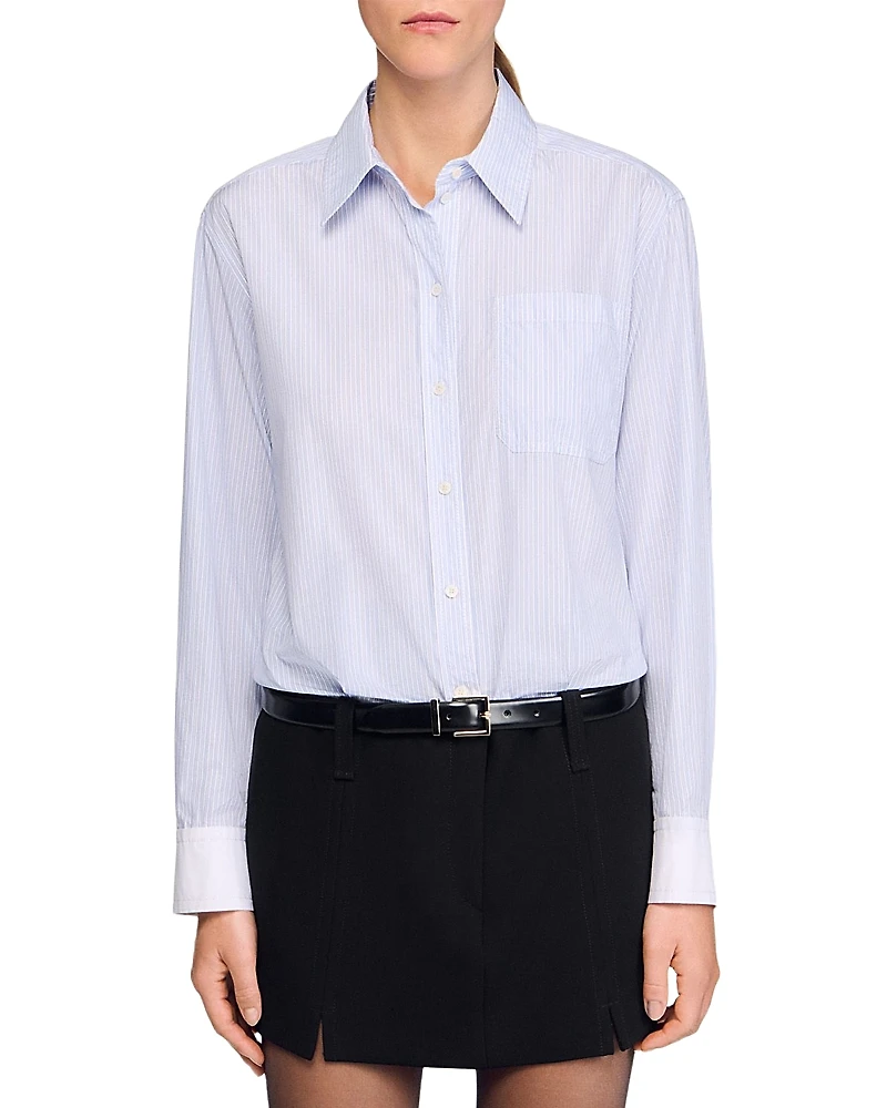 Sandro Short Dress with Dual Materials