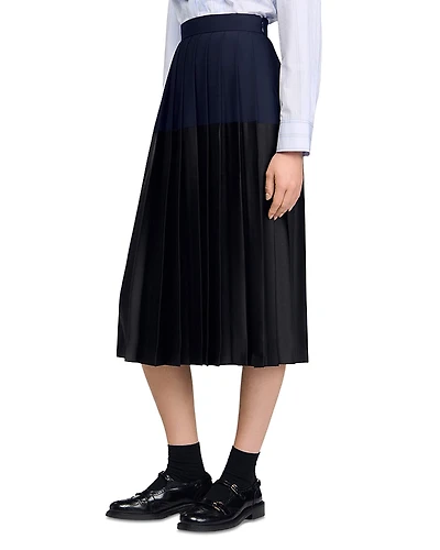 Sandro Mixed Media Midi Skirt