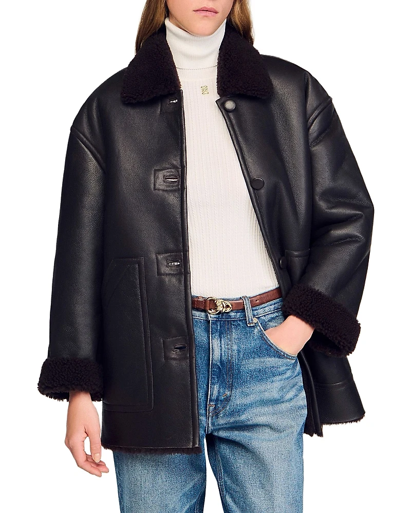 Sandro Shearling Coat