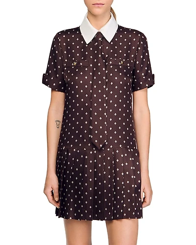 Sandro Printed Mini Dress