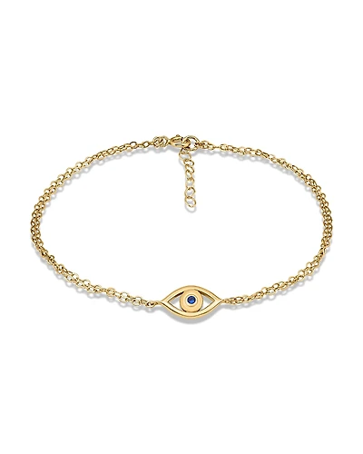 Aqua 18K Gold Over Sterling Silver Blue Pave Evil Eye Ankle Bracelet - Exclusive