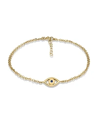 Aqua 18K Gold Over Sterling Silver Blue Pave Evil Eye Ankle Bracelet - Exclusive