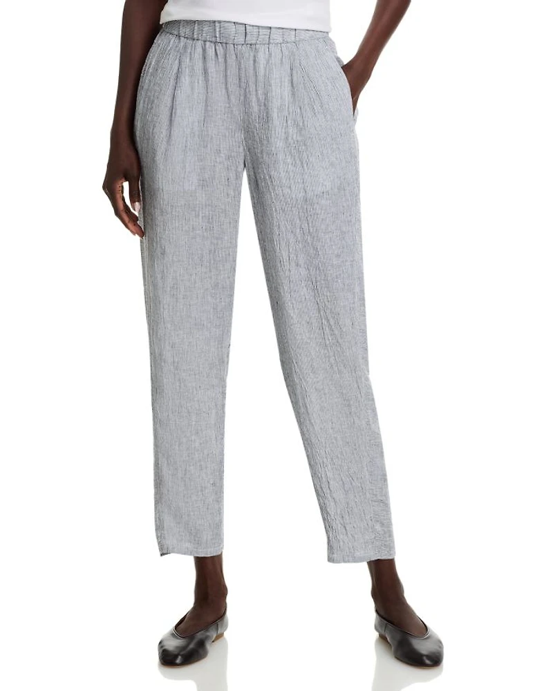 Linen Ankle Pleated Lantern Pants