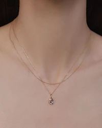 14K Yellow Gold Multi Gemstone & Diamond Accent Seven Pendant Necklace, 16"