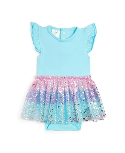 Girls' Sparkling Mermaid Short Sleeve Tutu Bodysuit - Baby