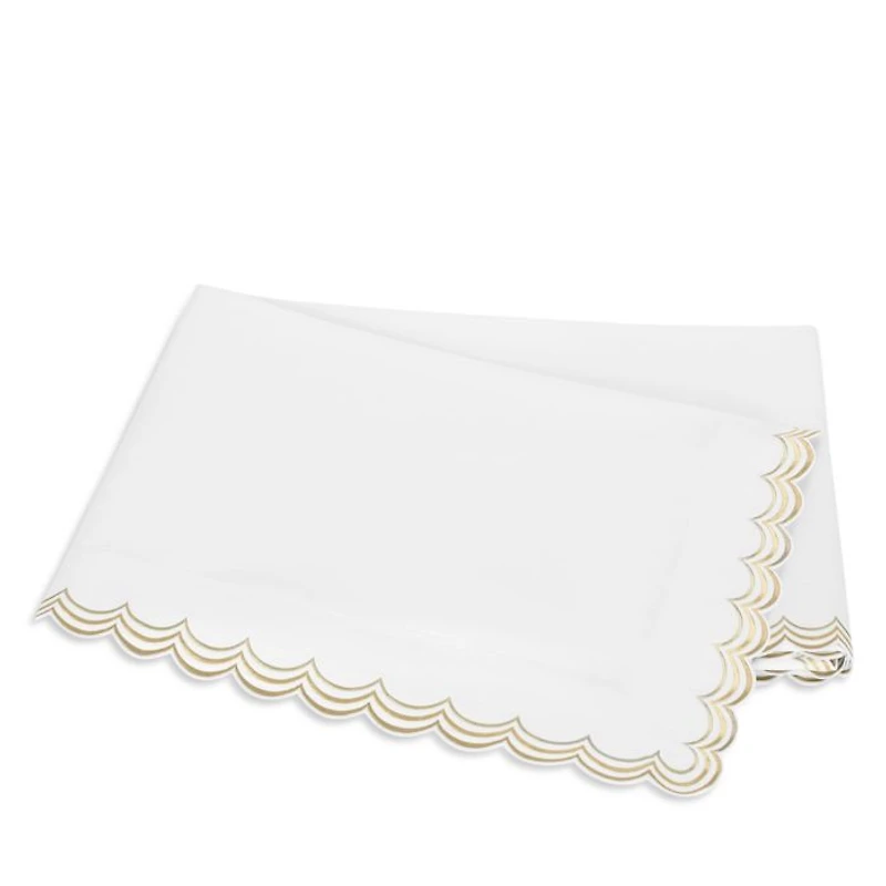 Stella Scalloped Embroidered Flat Sheet, Full/Queen
