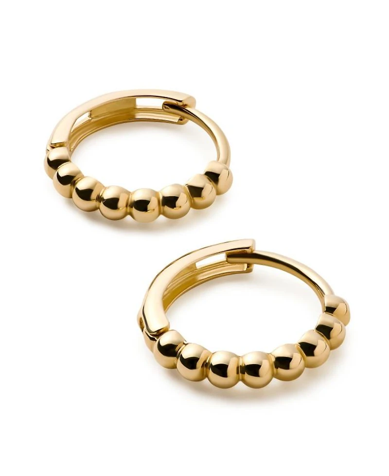 Solid Yellow Gold Bead Hoops Small Earrings