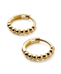 Solid Yellow Gold Bead Hoops Small Earrings