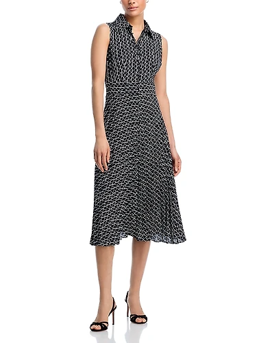 T Tahari Button Front Midi Dress
