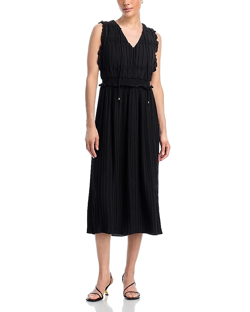 T Tahari Tiered Pleated Dress