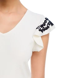 V Neck Flutter Sleeve Sweater