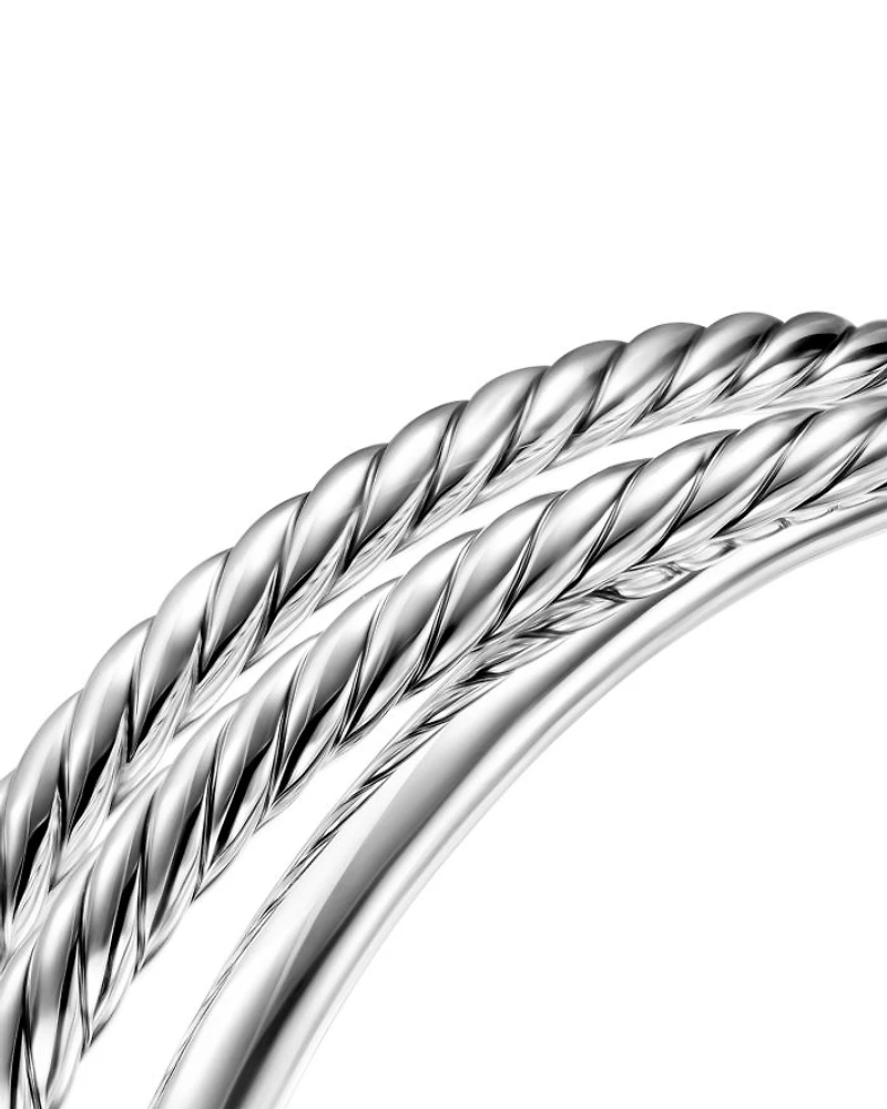 Bold Crossover Three Row Cuff Bracelet Sterling Silver, 19mm