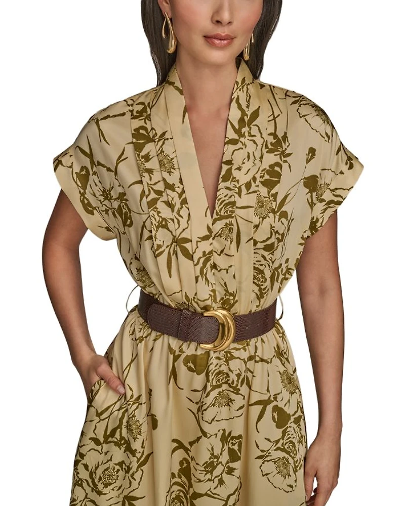 Belted Floral Print Dress