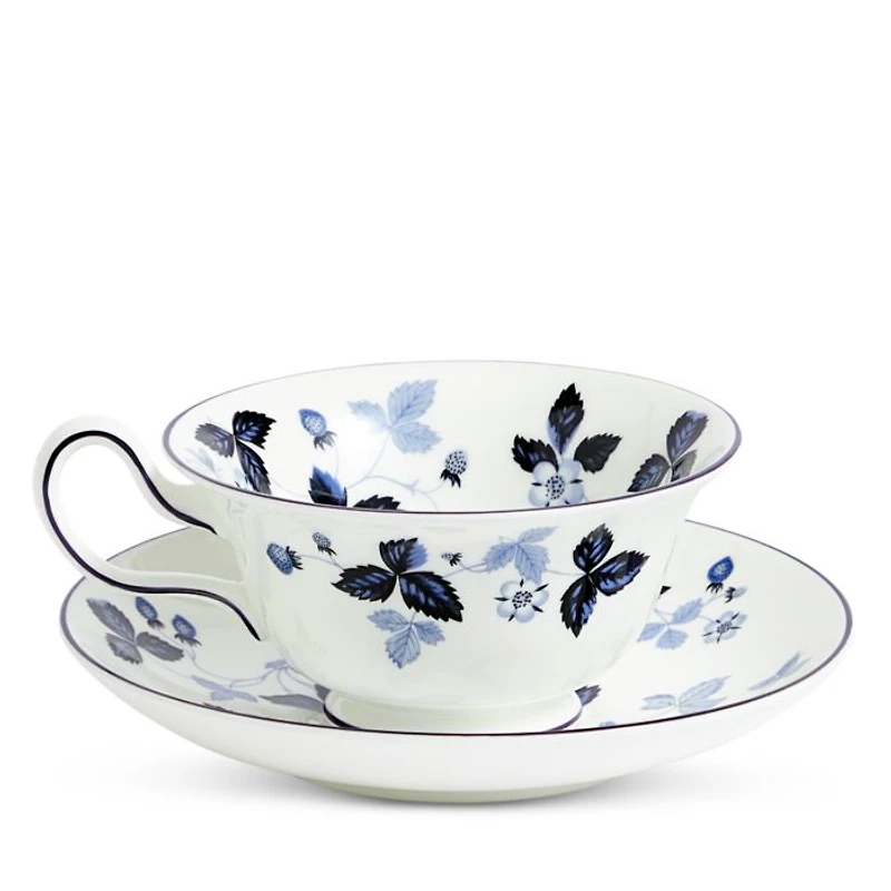 Wild Strawberry Inky Blue Teacup & Saucer