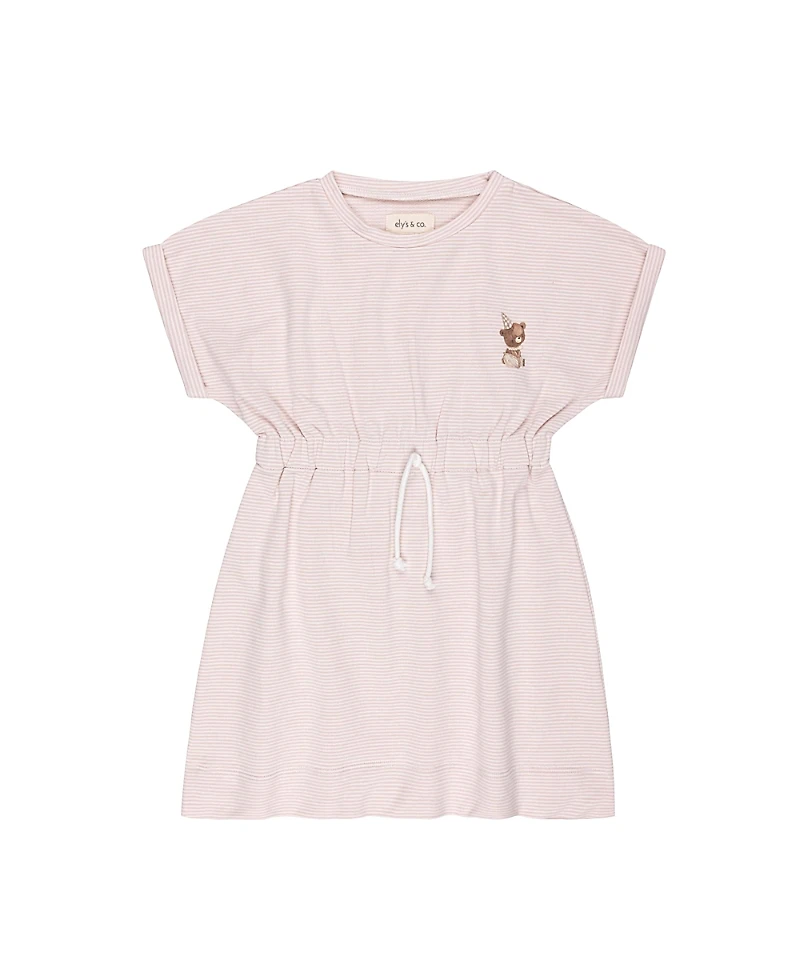 Ely's & Co. Girls' Organic Bear Collection French Terry Short Sleeves Dress - Little Kid
