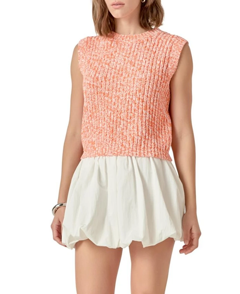 Women's Sleeveless Ribbed Knit Sweater