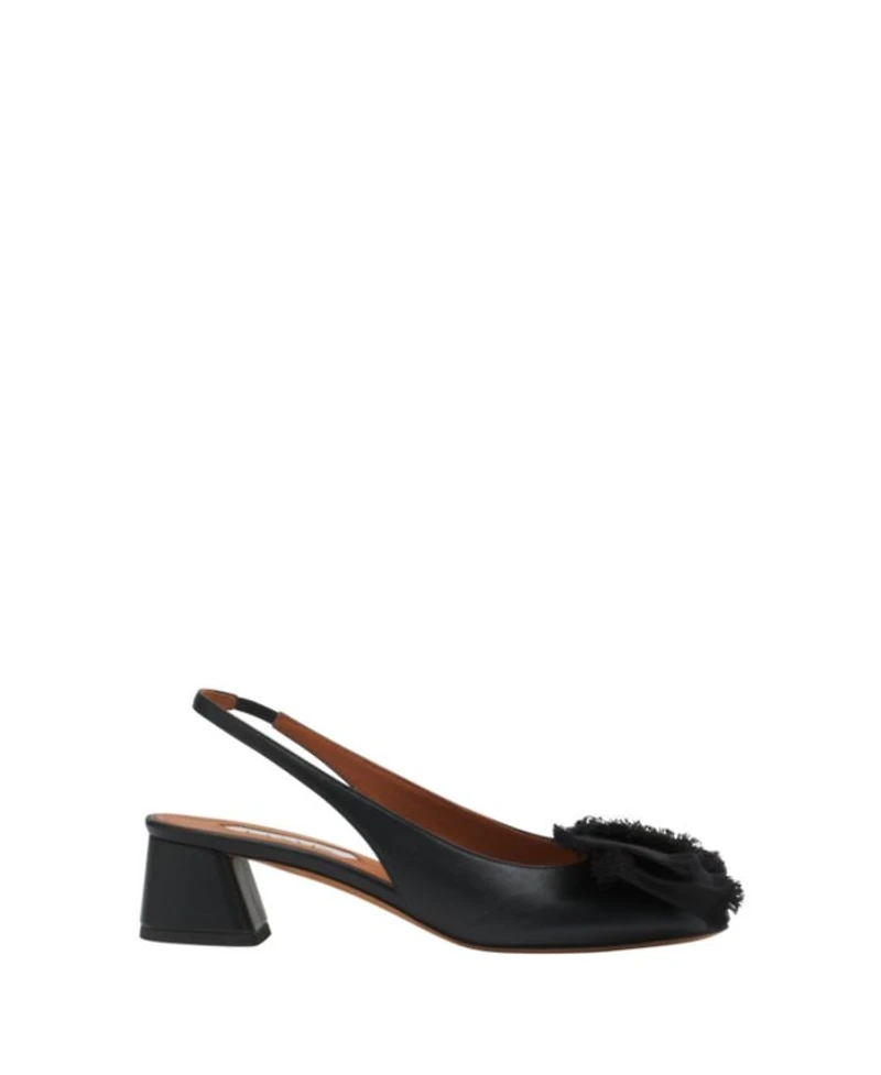 Women's Leather Heeled Slingback Ballerina