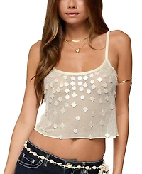 Edikted Onya Iridescent Sheer Knit Top